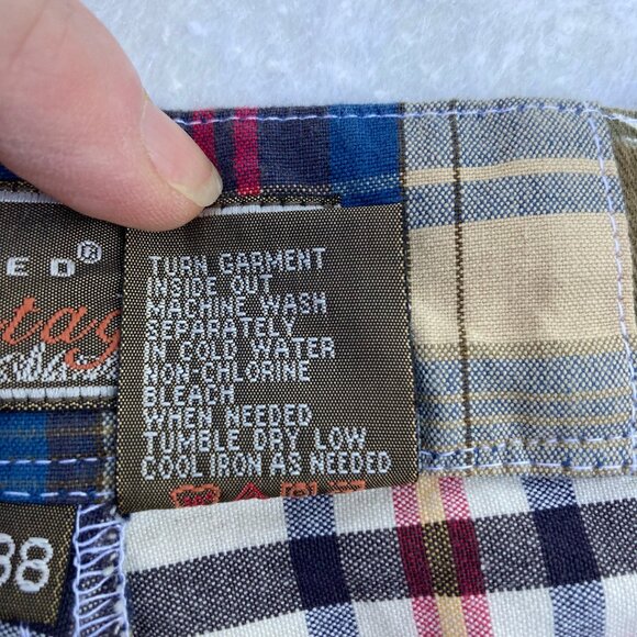 Siegfried Vintage Men's 11" Shorts NWT Madras Plaid Cargo Golf, Preppy, sz 38 - Picture 8 of 14